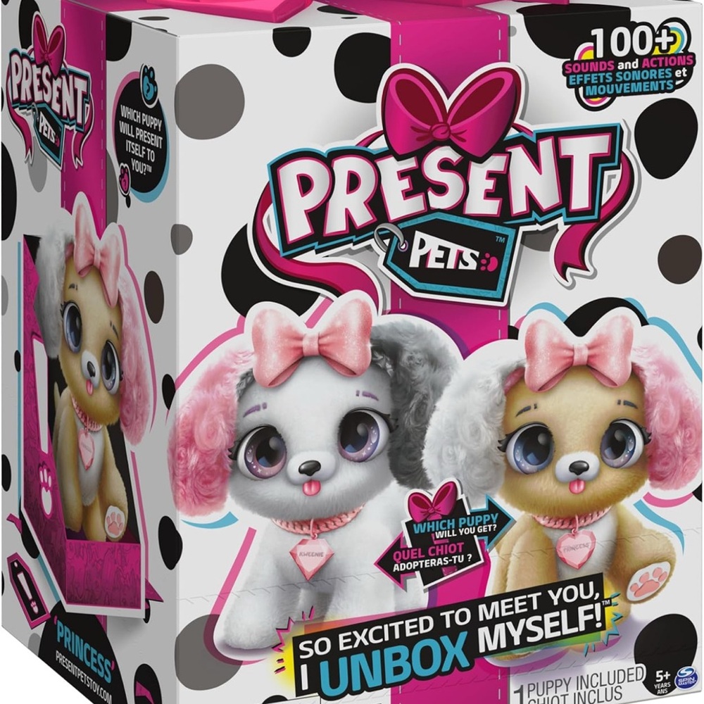 Interactive Plush Puppy - Pink, White, and Gray